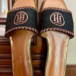 Tommy Hilfiger Navy and Gold Women's Sandals